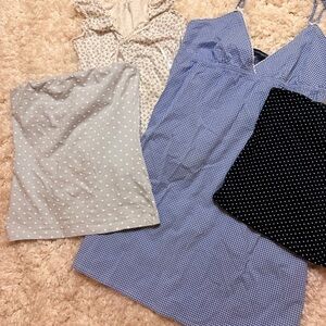 Brandy Melville Whites&Blues Polka Dot and Gingham Dress Bundle